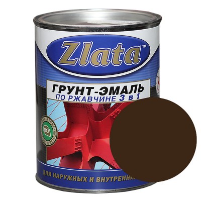 Грунт-эмаль по ржавчине шоколадная 1,6 кг "ZLATA" АЗОВ