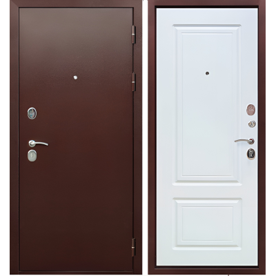 Дверь металлическая Тайга 9 см Медный Антик/Белый Клен 960*2050 правая