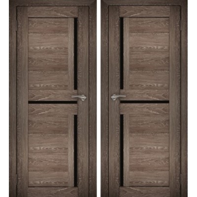 Дверное полотно АМАТИ-18 (Дуб шале-корица) ПО-700 черное стекло