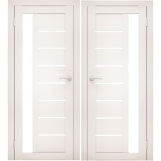 Дверное полотно АМАТИ-04 эшвайт экошпон ПО-800 белое стекло