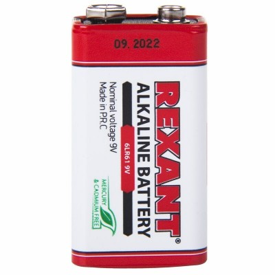 Батарейка алкалиновая 6LR61 («Крона») REXANT 1 шт. в блистерной упаковке