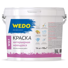 Краска "WEDO" WD-7 интерьерная моющаяся супербелая 14 кг