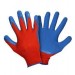 Перчатки нейлоновые  с рифленым латексным  покрытием (красно-синий), цена – купить в Клинцах